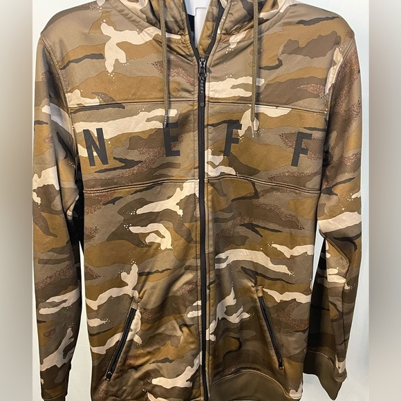 Neff Hoodie Men Small Camouflage Full Zipper Long Sleeve Side Zip Pockets Vented - Picture 2 of 11